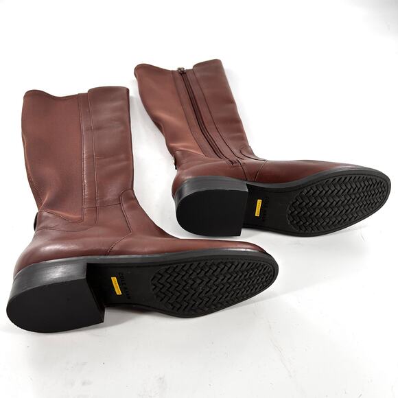 Cole Haan Noelle Riding Boots 5.5 Brown NWOT Leather Tall Knee High Academia - Picture 10 of 12